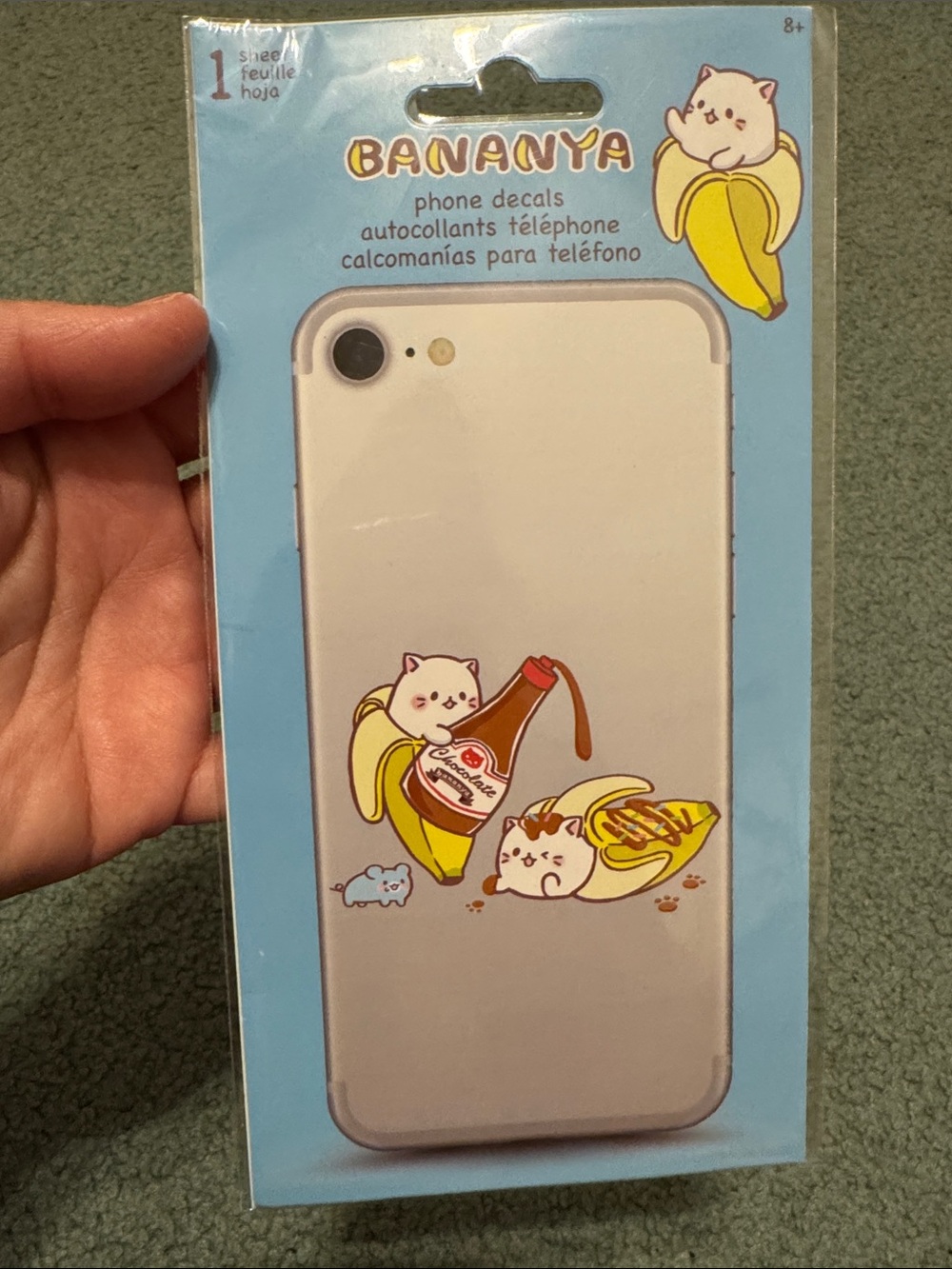 Bananya Cat Banana Phone Decal Stickers - Yellow, White, Brown
